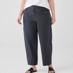 Eileen Fisher Cotton Hemp Blend Elastic Waist Cargo Ankle Pants 2x